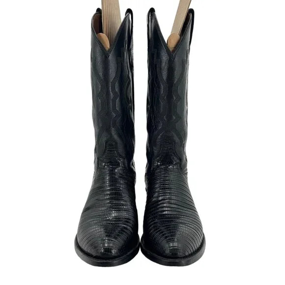 Vintage El Dorado Exotic Black Teju Lizard Cowboy Boots Mens size 9 Western 9550 - Picture 11 of 16